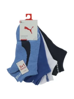 4 paires de Chaussettes basses unies bleues taille basse
