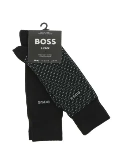 2 paires de chaussettes hautes noires imprimées et logo brodé