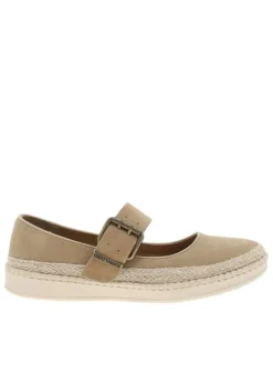 Ballerines décolleté simple camel à talon plat avec une boucle à ardillon