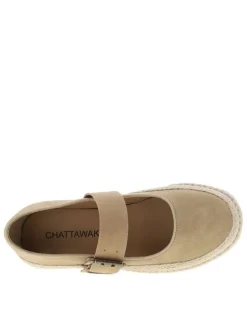 Ballerines décolleté simple camel à talon plat avec une boucle à ardillon