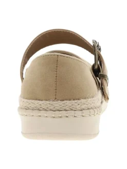 Ballerines décolleté simple camel à talon plat avec une boucle à ardillon