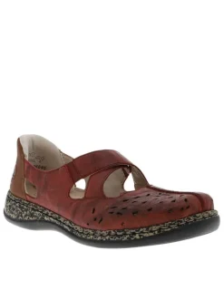 Ballerines emboîtant en cuir bordeaux à talon plat et à slip-on