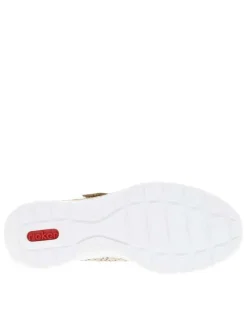 Ballerines grises à talon compensé bas avec une bande auto-agrippante