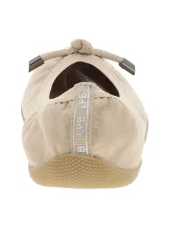 Ballerines élastiquées en simili cuir doré uni à semelle antidérapante plate
