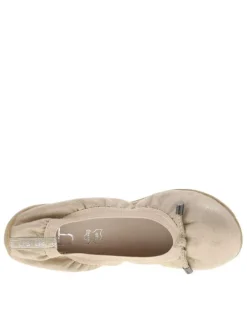 Ballerines élastiquées en simili cuir doré uni à semelle antidérapante plate