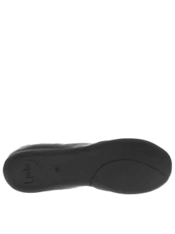 Ballerines élastiquées en simili cuir noir uni à semelle antidérapante plate
