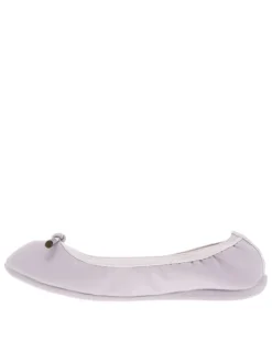 Ballerines élastiquées en simili cuir parme uni à semelle antidérapante plate