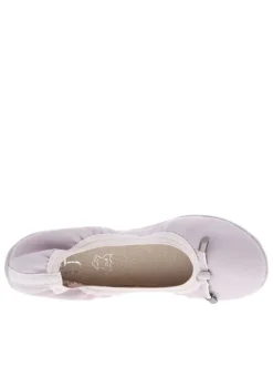 Ballerines élastiquées en simili cuir parme uni à semelle antidérapante plate