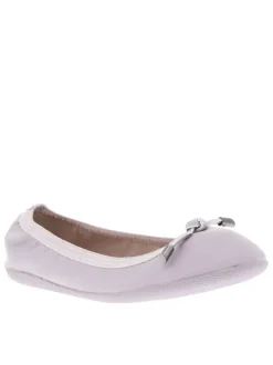 Ballerines élastiquées en simili cuir parme uni à semelle antidérapante plate