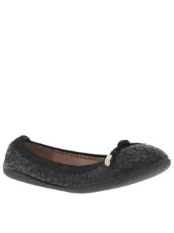 Ballerines noires avec un imprimé léopard et une bande élastiquée