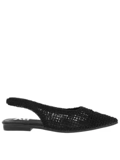 Ballerines noires avec un talon décroché bas et fermeture à slip-on