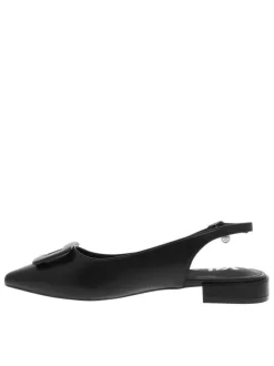 Ballerines noires avec un talon décroché et une boucle à ardillon