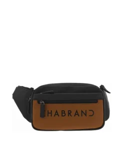 Banane camel et noire unie avec plusieurs poches et sangle ajustable