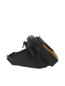 Banane camel et noire unie avec plusieurs poches et sangle ajustable