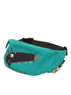 Banane Loup verte en polyester avec une fermeture zippée et un clip d'attache