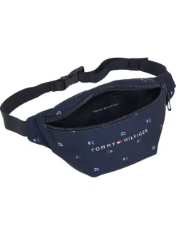 Banane marine à imprimé logo all-over, fermeture zippée et ajustable