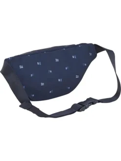 Banane marine à imprimé logo all-over, fermeture zippée et ajustable