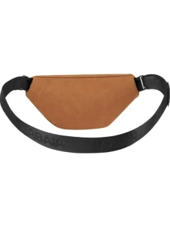 Banane camel unie réversible à imprimé végétal bleu et patch de la marque