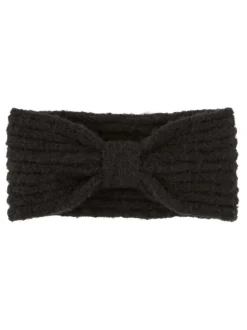 Bandeau épais et doux noir uni et à nœud papillon sur le devant