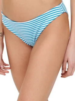 Bas de maillot de bain bleu ciel avec des motifs rayures blanches