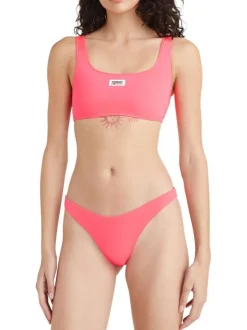 Bas de maillot de bain rose avec patch sur l'arrière