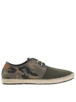 Basket en cuir suède kaki, doublure biologique, semelle cordée et lacet tressé
