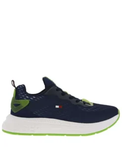 Baskets basses bleues avec microperforations sur la tige et l'empeigne
