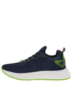 Baskets basses bleues avec microperforations sur la tige et l'empeigne