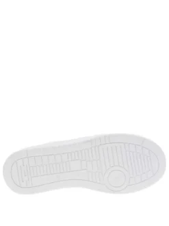 Baskets basses en cuir blanc à semelle tennis surélevée,à lacets et zip latéral