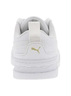 Baskets basses monochrome en cuir grainé blanc à semelle plateforme