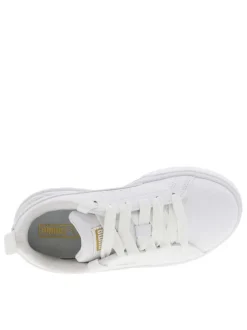 Baskets basses monochrome en cuir grainé blanc à semelle plateforme
