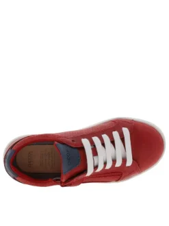 Baskets basses rouges pour garçon en cuir DJROCK GARÇON