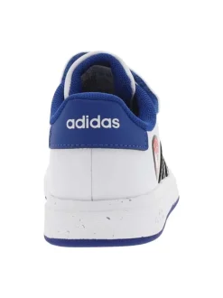 Baskets basses tennis blanches avec lacets plats et une bande auto-agrippante