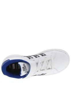Baskets basses tennis blanches avec lacets plats et une bande auto-agrippante