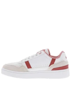 Baskets basses tennis blanches avec crocodile floqué et lacets plats