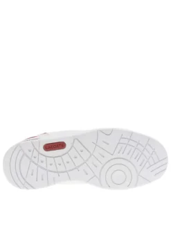 Baskets basses tennis blanches avec crocodile floqué et lacets plats