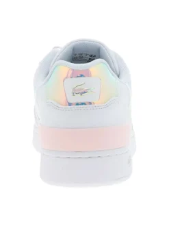Baskets basses tennis blanches avec lacets plats et des détails irisés