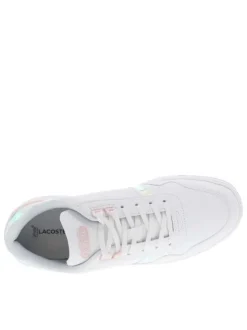 Baskets basses tennis blanches avec lacets plats et des détails irisés
