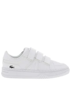 Baskets basses tennis en cuir blanches avec 3 bandes auto-agrippantes