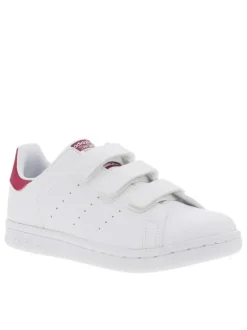 Baskets blanches à talon plat et bandes auto-agrippantes STAN SMITH