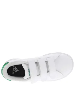 Baskets blanches avec semelle à talon plat et à fermeture velcro