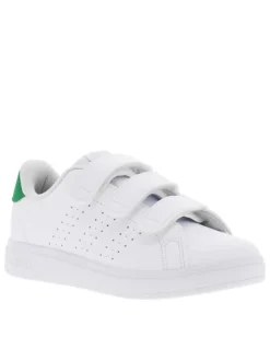 Baskets blanches avec semelle à talon plat et à fermeture velcro
