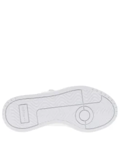 Baskets blanches en cuir avec talon plat et bandes auto-agrippantes