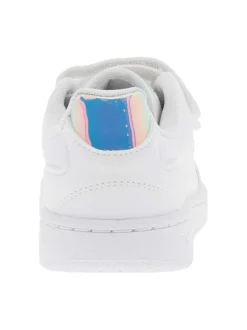 Baskets blanches en cuir avec talon plat et bandes auto-agrippantes