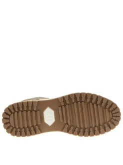 Baskets camel à talon plat et à lacets ronds bleus avec un zip latéral