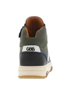 Baskets en cuir nubuck kaki à semelle à talon plat et à lacets et zip latéral