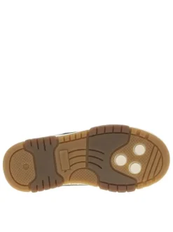 Baskets en cuir nubuck kaki à semelle à talon plat et à lacets et zip latéral