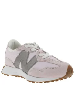 Baskets en cuir rose avec un talon plat et des lacets blancs