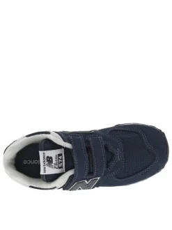 Baskets running bleues marine en daim à semelle plate et à bande auto-agrippante