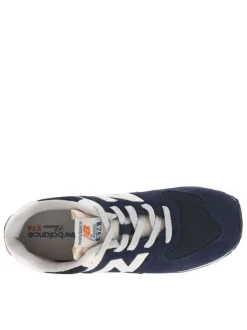 Baskets running bleues marine et blanches en suède à lacets plats tressés